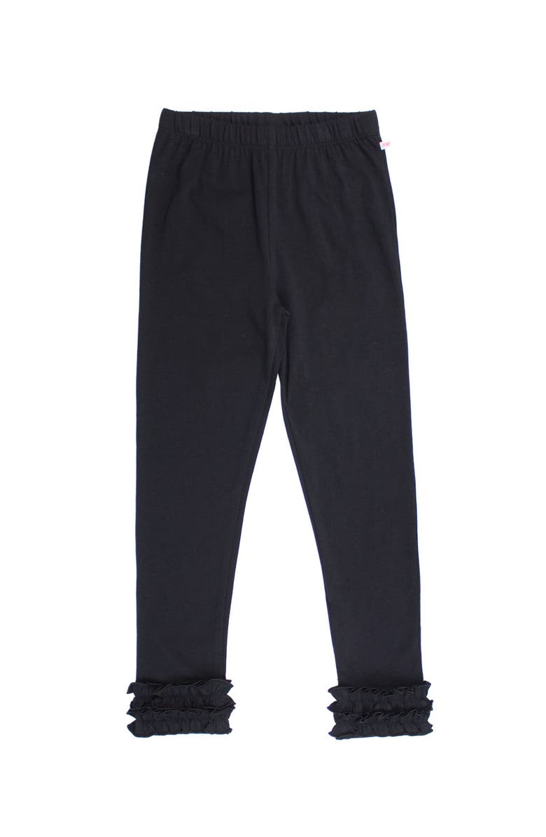 RuffleButts Girls Ruffle Leggings, Main, color, Black