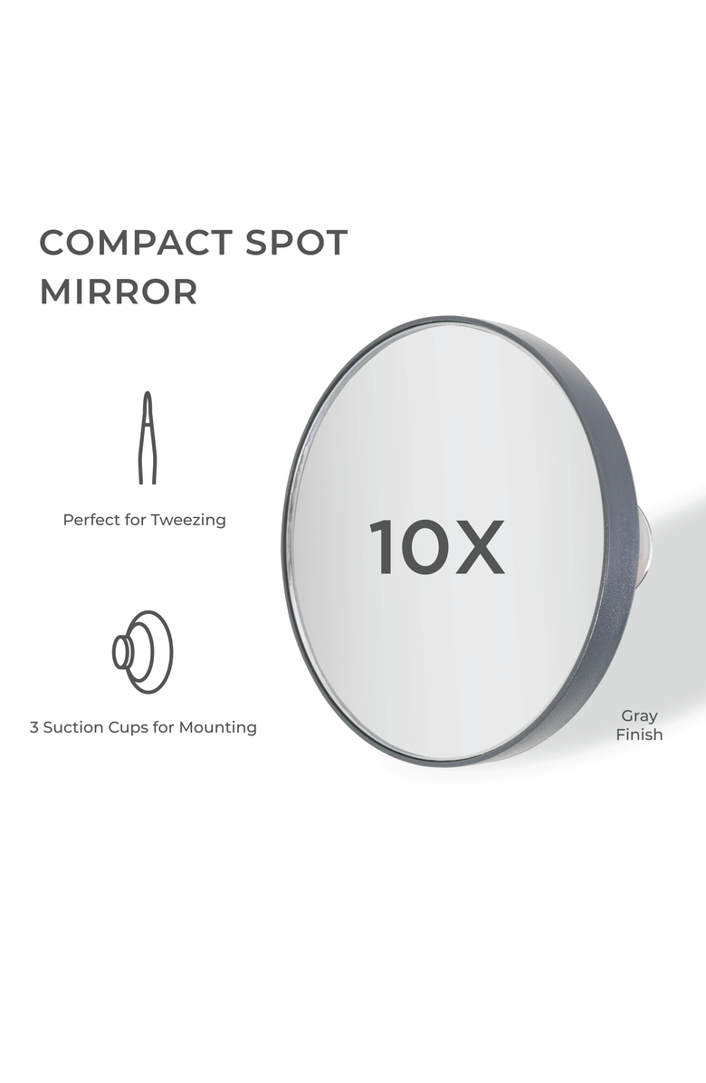 Zadro Compact Mirror with 10X Magnification & Suction Cup, Alternate, color, Gray