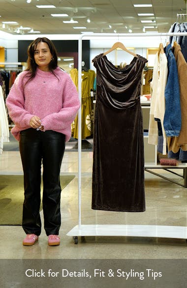 One-Shoulder Velvet Midi Dress