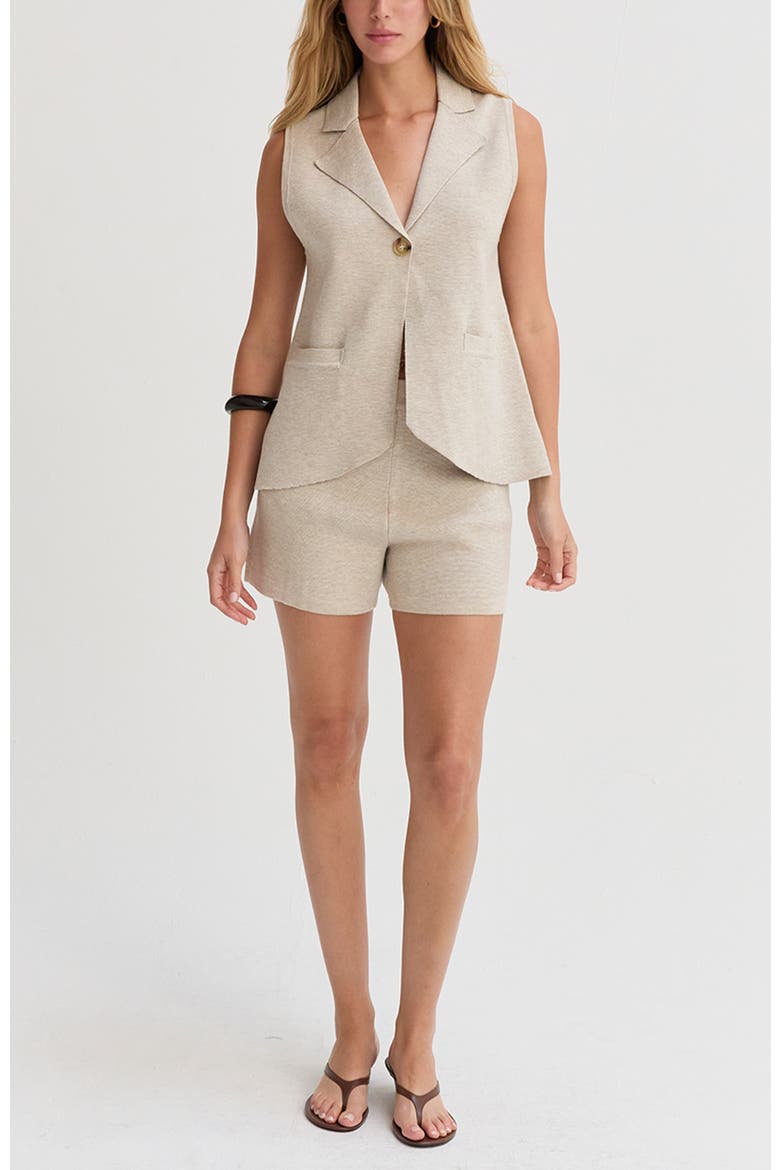 Jacquard Knit Vest and Shorts Two Piece Set, Alternate, color, Oatmeal