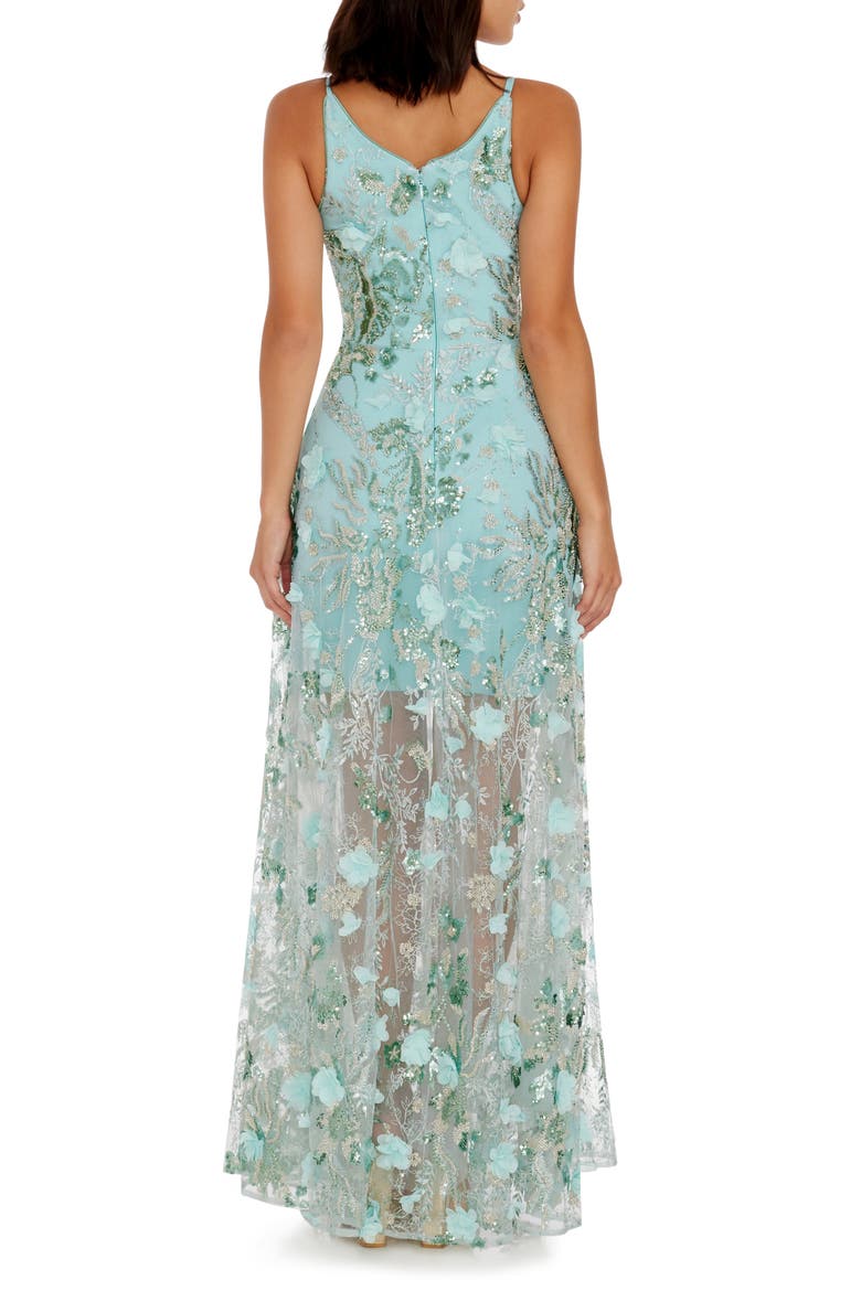 Sidney Beaded Floral Appliqué Gown, Alternate, color, SEAFOAM MULTI