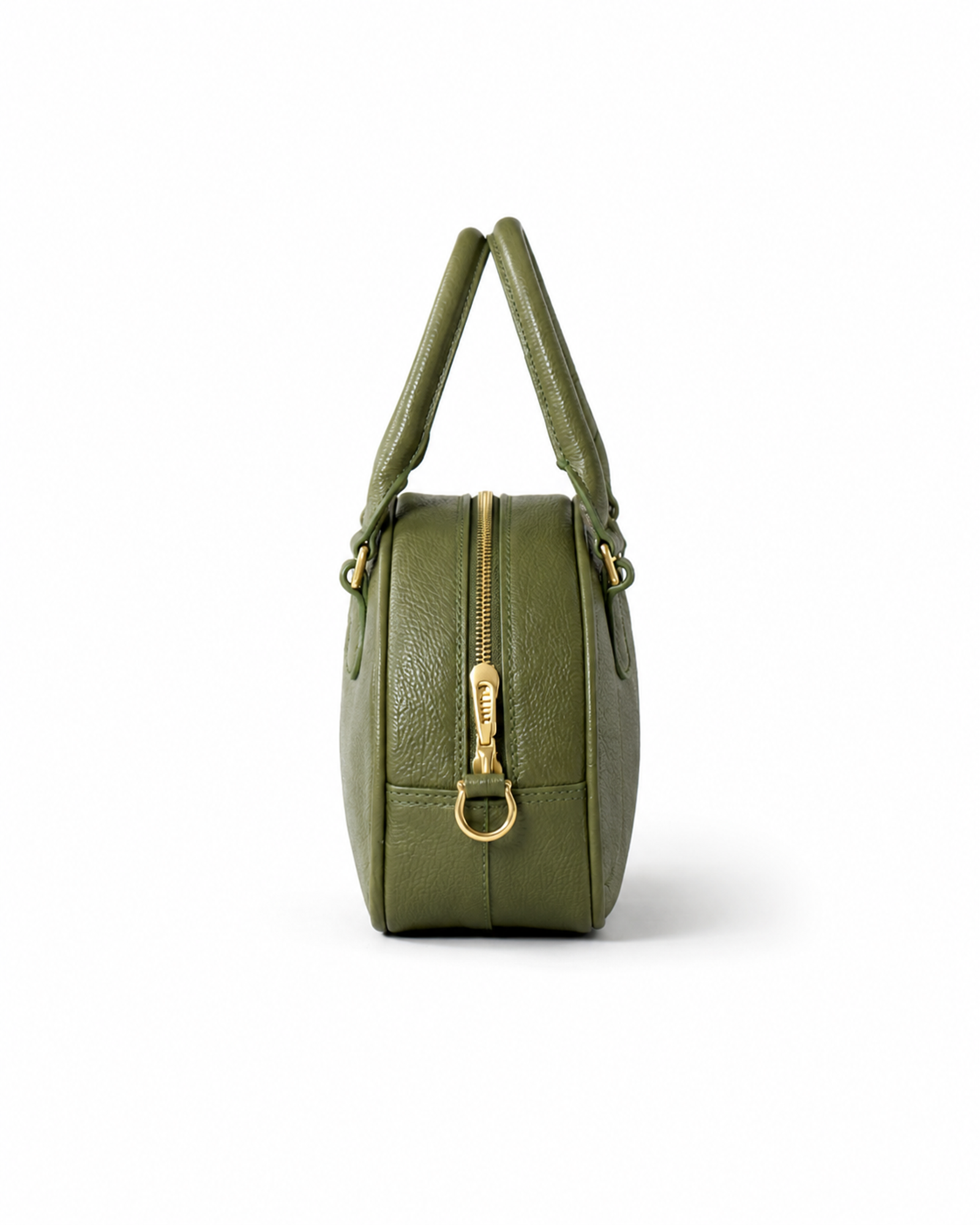 Ameline Sculptural Italian Leather Top Handle, Alternate, color, Olive