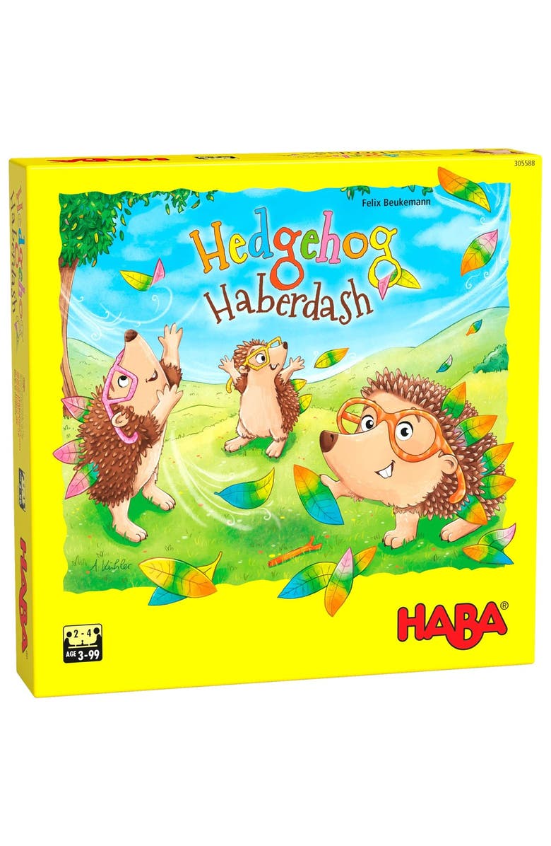 HABA Color Matching Memory Game for 3 Year Olds & Up - Hedgehog Haberdash - Children's Board Game for Family Night and Preschool Learning, Main, color, Yellow Multi