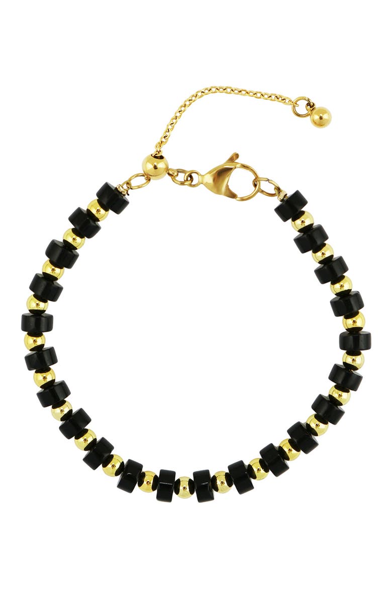 Black Agate Bracelet, Main, color, GOLD