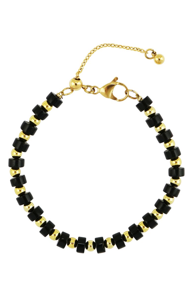 REBL Black Agate Bracelet, Main, color, Gold
