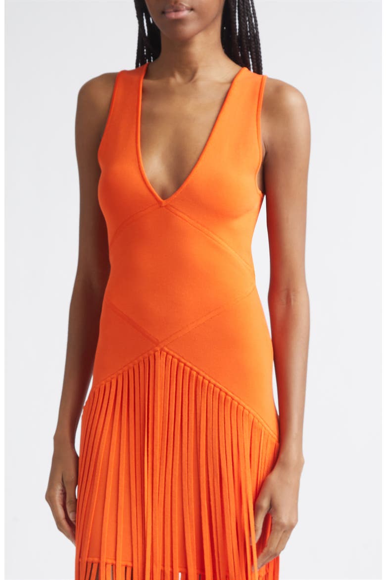 Patricia Seamed Fringe Hem Midi Dress, Alternate, color, FLAME