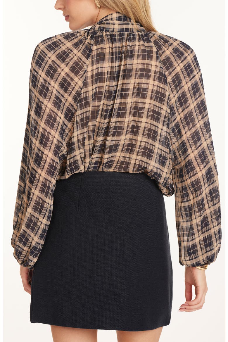 Tessa Tie Neck Top, Alternate, color, Sheer Plaid