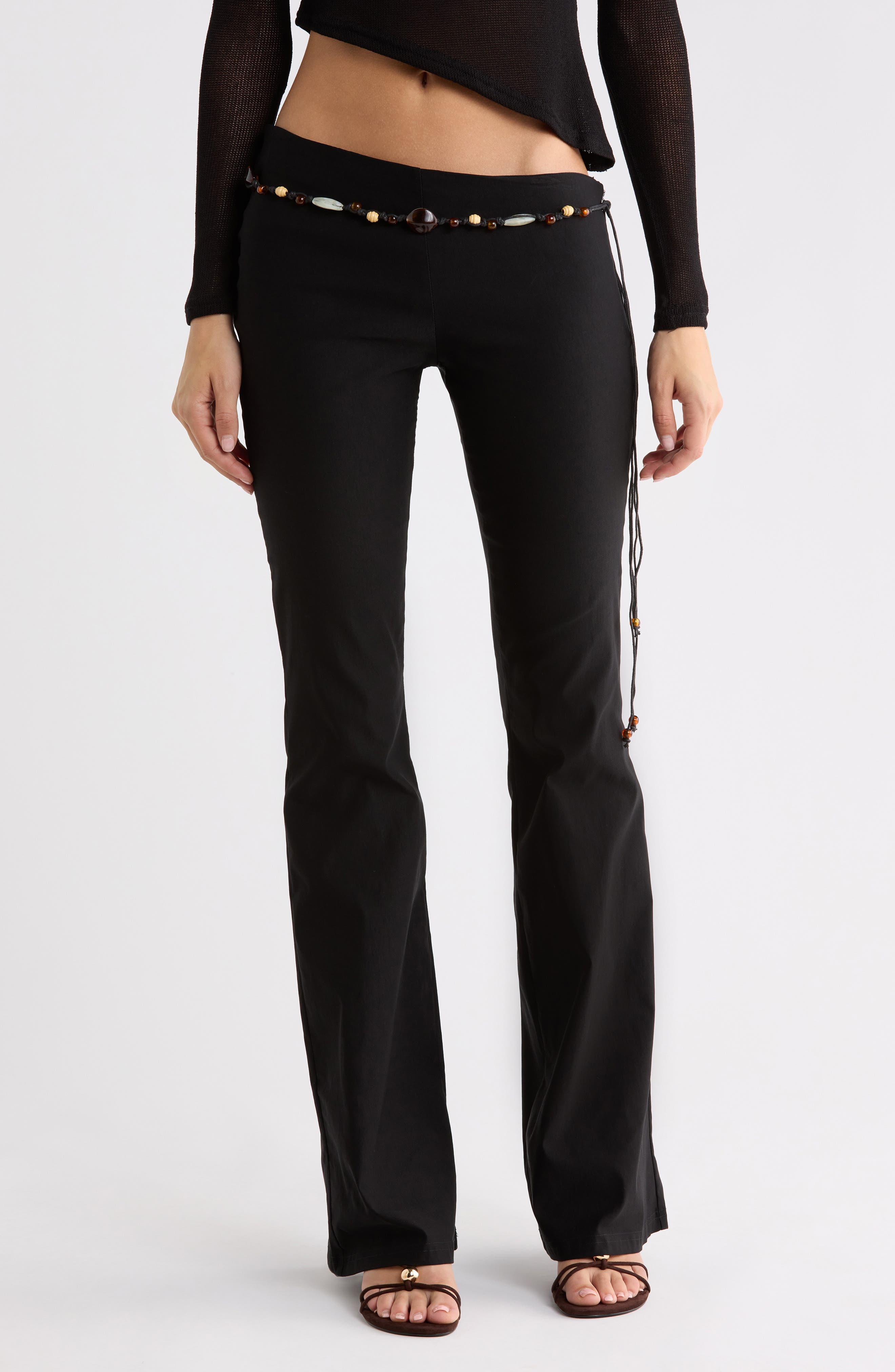 Krislynn Button Belt Flared Pants