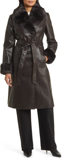 Faux Leather & Faux Fur Coat