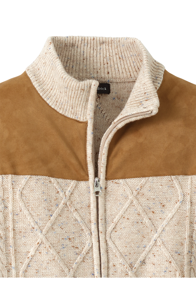 Donegal Full Zip Mock Neck Sweater, Alternate, color, Ivory