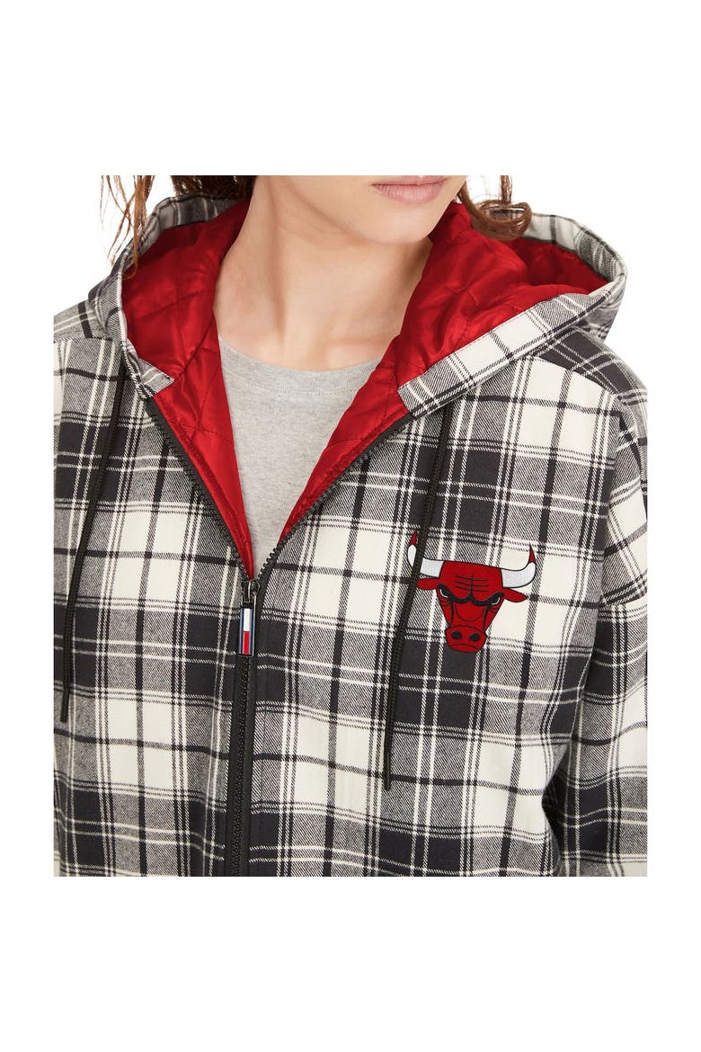 Women's Tommy Jeans Black/Cream Chicago Bulls Molly Flannel Full-Zip Hoodie, Alternate, color, Black