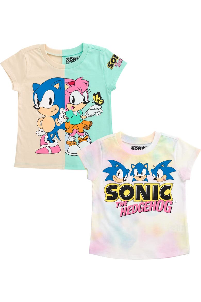 Sonic the Hedgehog 2-Pack T-Shirts, Main, color, Mint Pink Sonic Amy