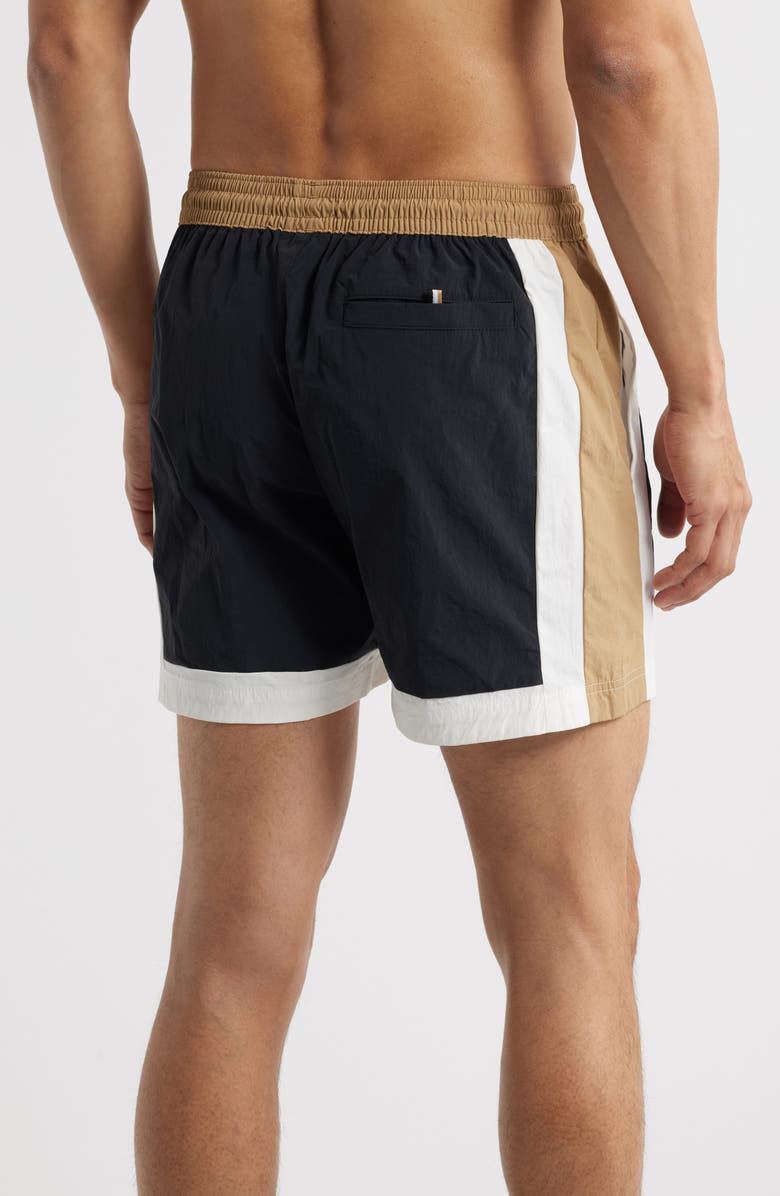 BOSS Remy Colorblock Swim Trunks, Alternate, color, Black