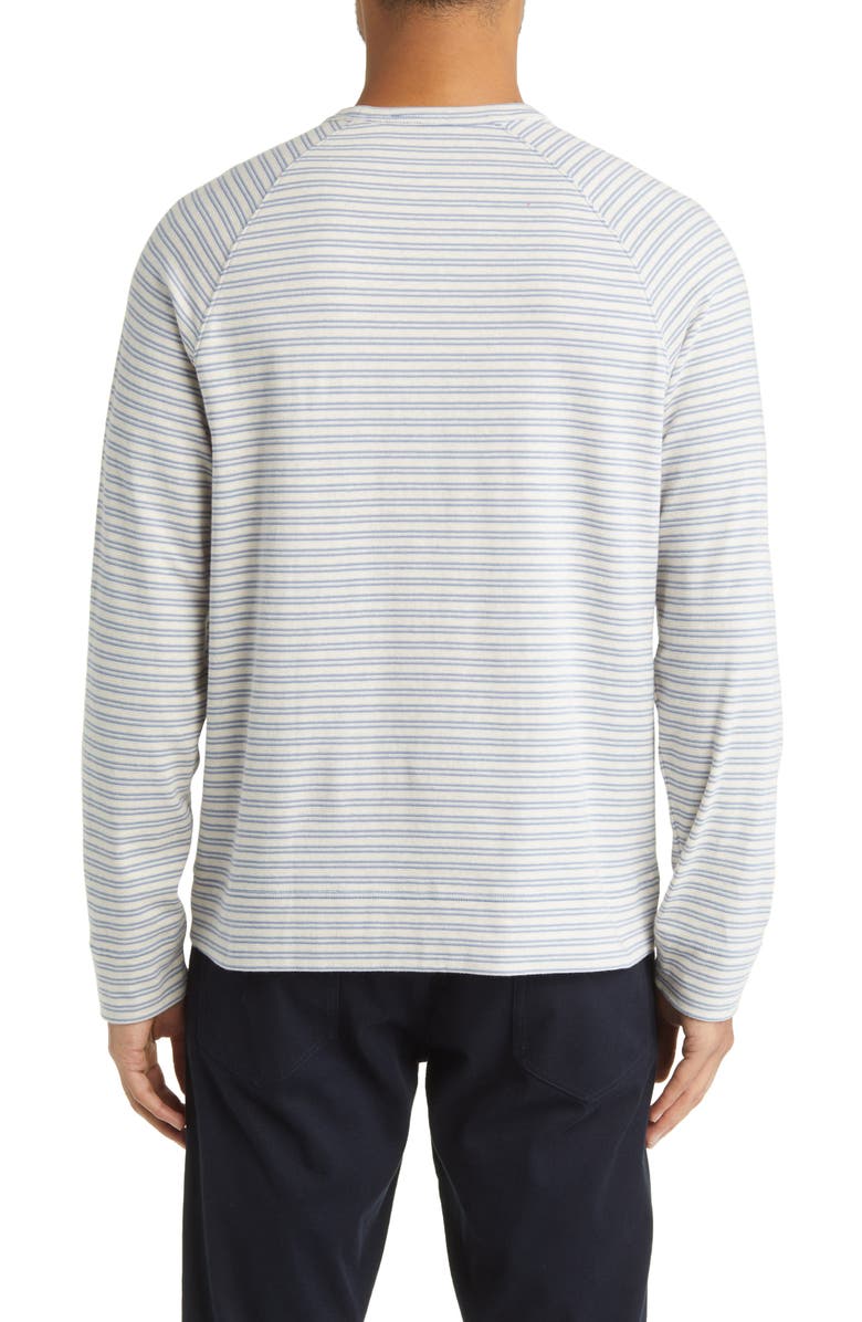 Vince Stripe Stretch Cotton Gauze Sweater, Alternate, color, H Bone/ Pacific Blue