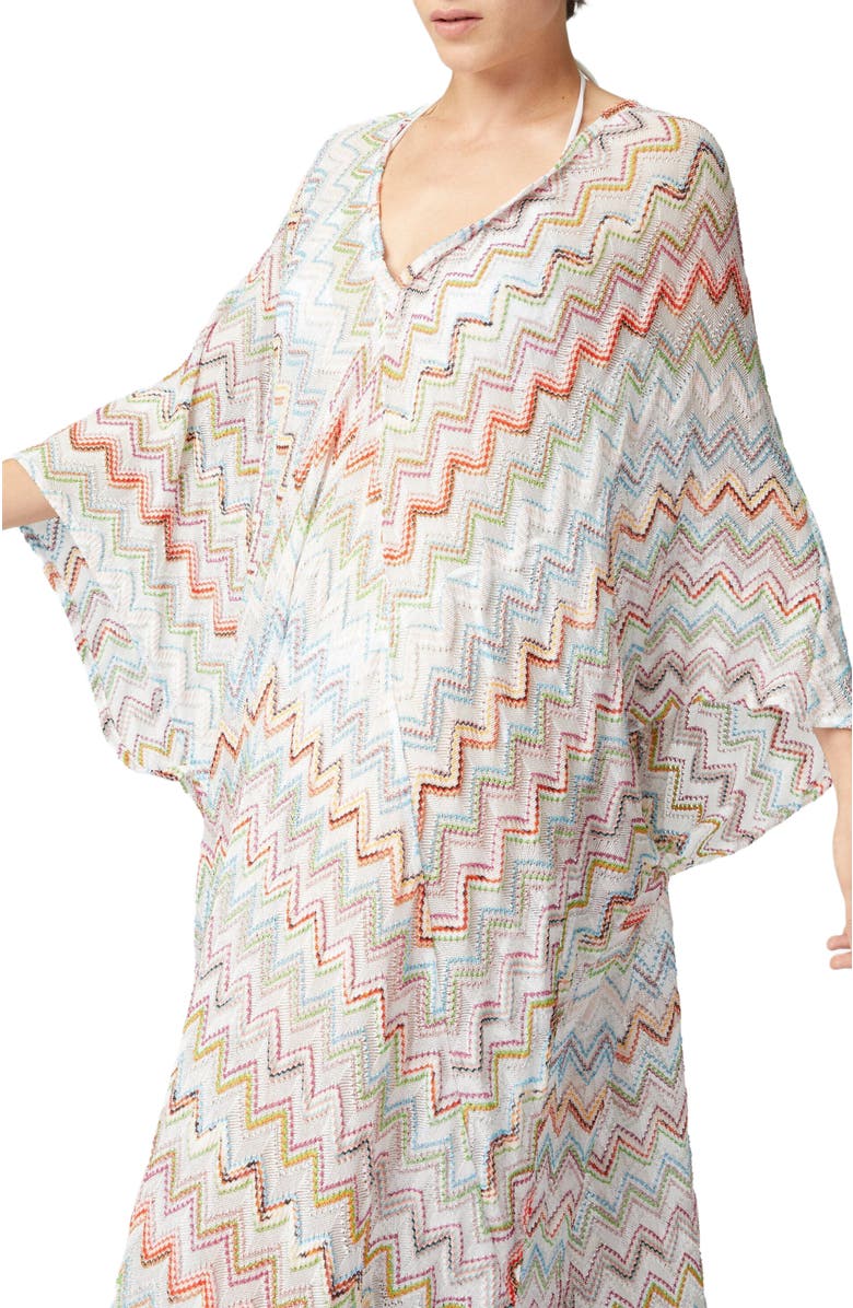 Missoni Long Kaftan With 3d Zig Zag Lamé And Batwing Sleeves, Alternate, color, Multicoloured