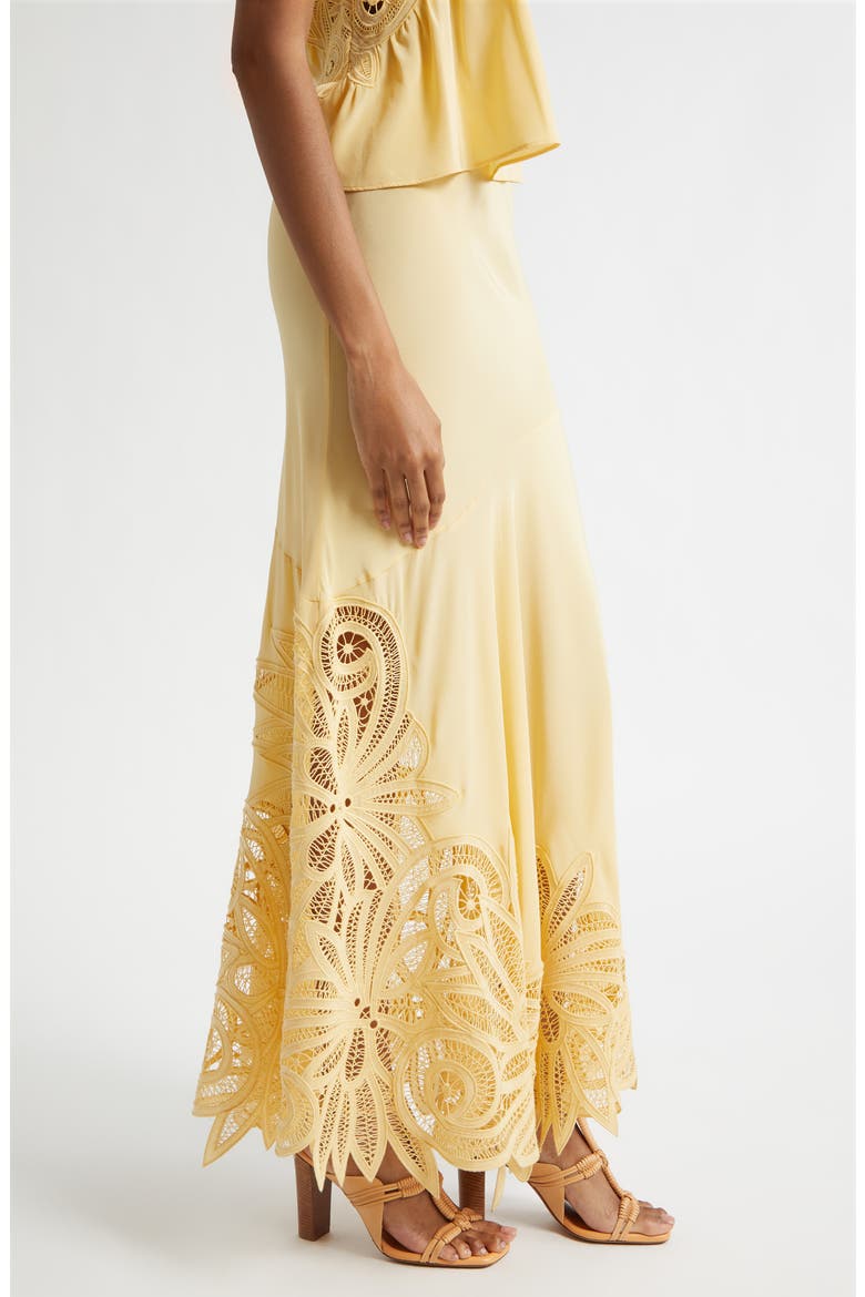 Oona Embroidered Silk Maxi Skirt, Alternate, color, DANDELION