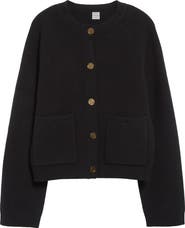 TOTEME Hammered Button Wool & Cashmere Blend Cardigan