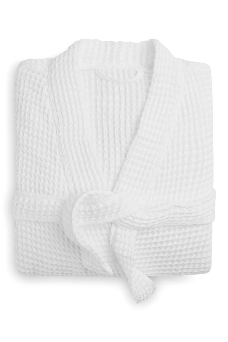 Gender Inclusive Waffle Knit Cotton Robe, Main, color, WHITE