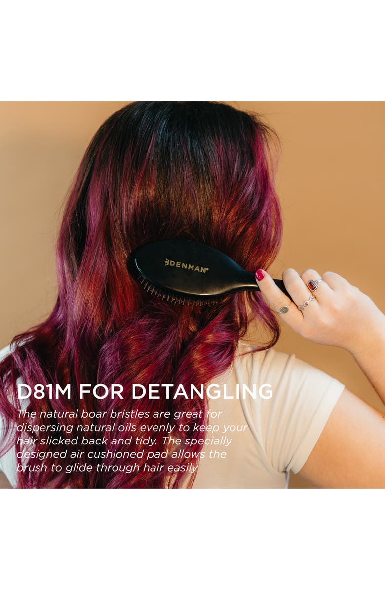 DENMAN D81M Medium Style & Shine Nylon & Natural Boar Bristle Finishing Brush, Alternate, color, Boar Bristles Black