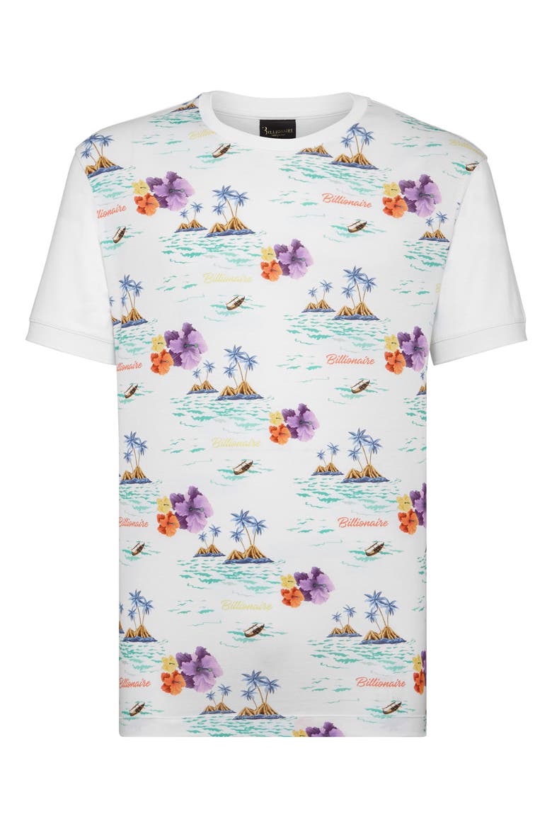 T-Shirt Round Neck Palms Men, Main, color, white