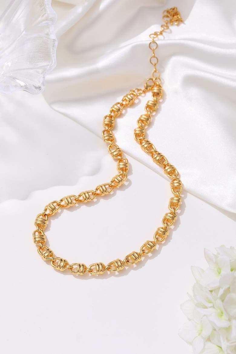 Solid Mariner Anchor Chain Necklace, Alternate, color, Gold
