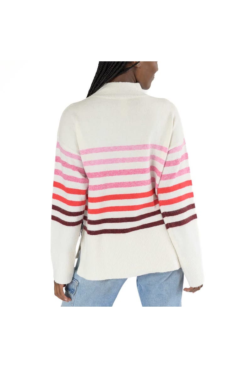 Women's Lusso  White Georgia Bulldogs Simone Striple Mock Neck Oversized Pullover Sweater, Alternate, color, White
