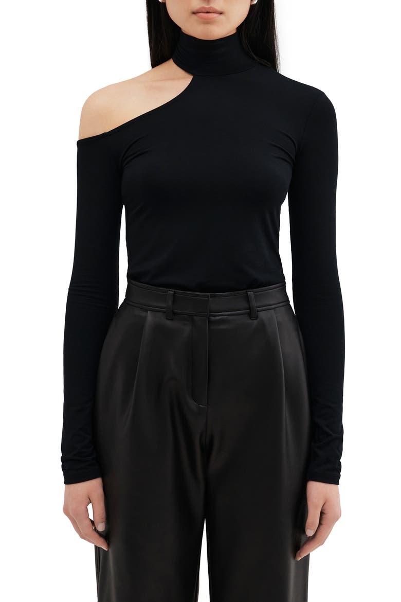 Elmhurst Cutout Long Sleeve Top, Main, color, BLACK