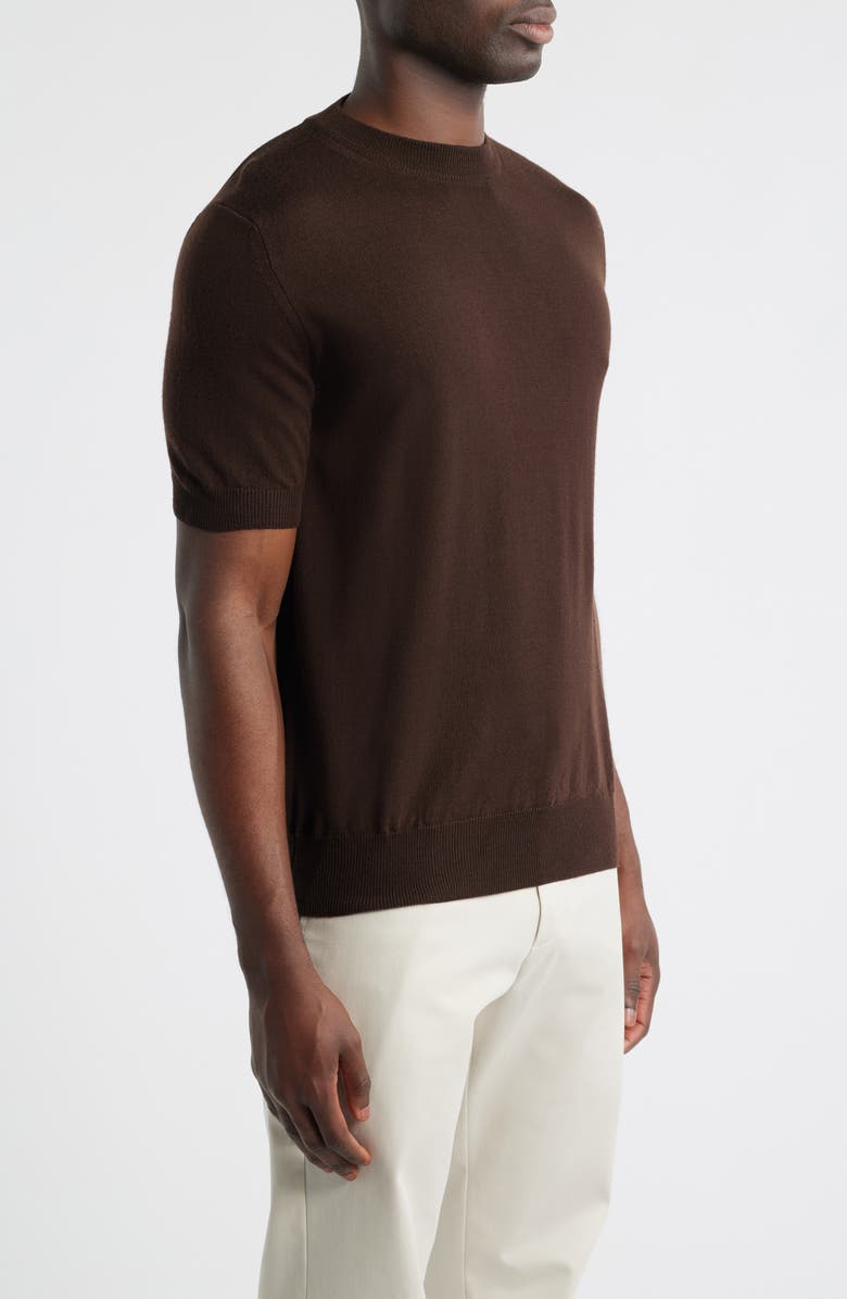 Aurélien Cashwool<sup>®</sup> Short Sleeve Crewneck Sweater, Alternate, color, Chocolate