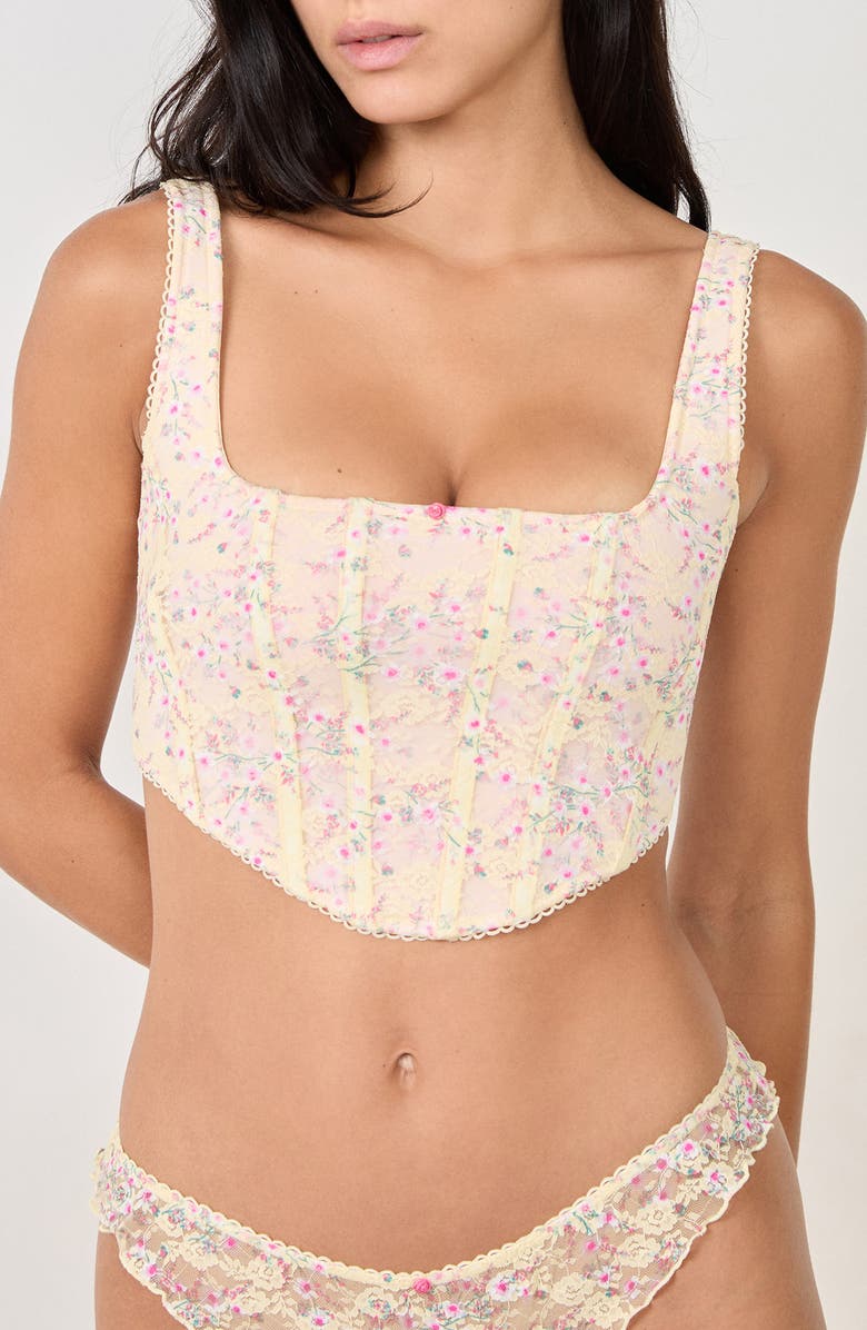 Etam Passionnelle Embroidered Bustier, Main, color, Vanilla