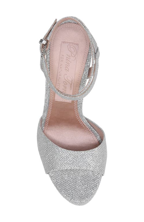 Naturalizer Pnina Tornai For Ai Ankle Strap Platform Sandal In Silver Glitter Fabric