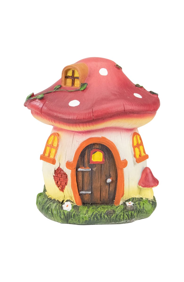 Northlight 6.25" Red Mushroom House Outdoor Garden Statue, Main, color, Red