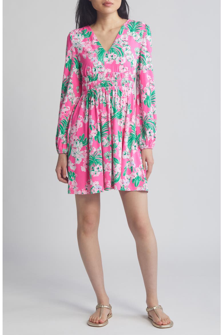 Calla Long Sleeve Shirred Waist Dress, Main, color, ROXIE PINK WORTH A LOOK