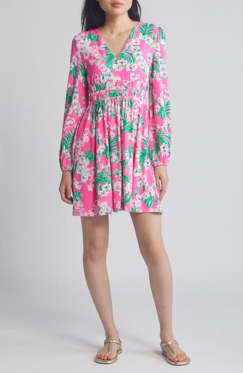 Calla Long Sleeve Shirred Waist Dress