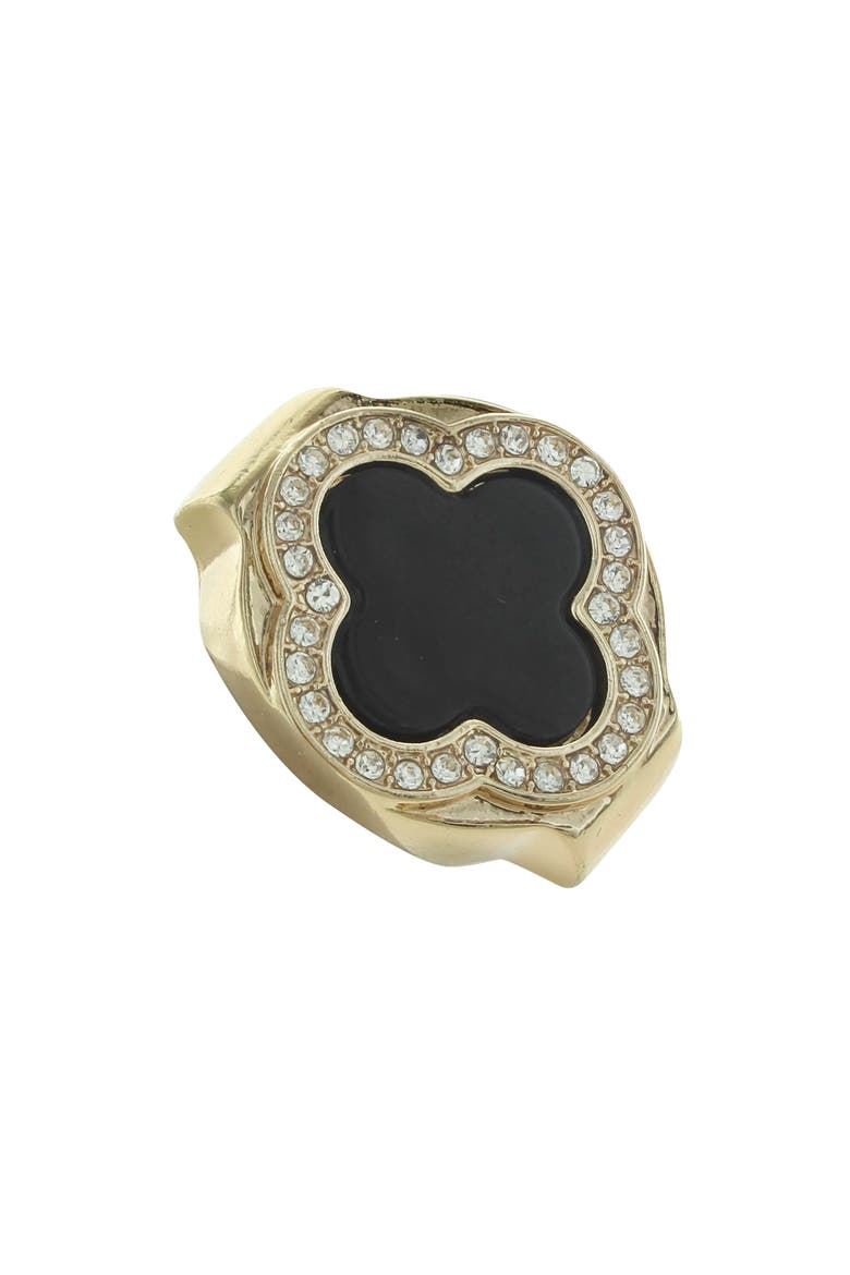 Clover Ring, Main, color, GOLD / BLACK / CLEAR