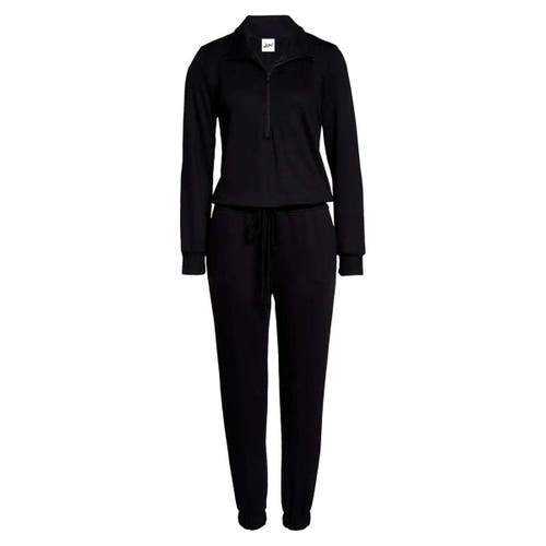 Lezat Ava Half Zip Modal Jumpsuit In Black