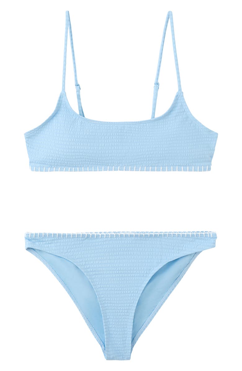 MANGO TEEN Embroidered Trim Smocked Two-Piece Swimsuit, Alternate, color, 