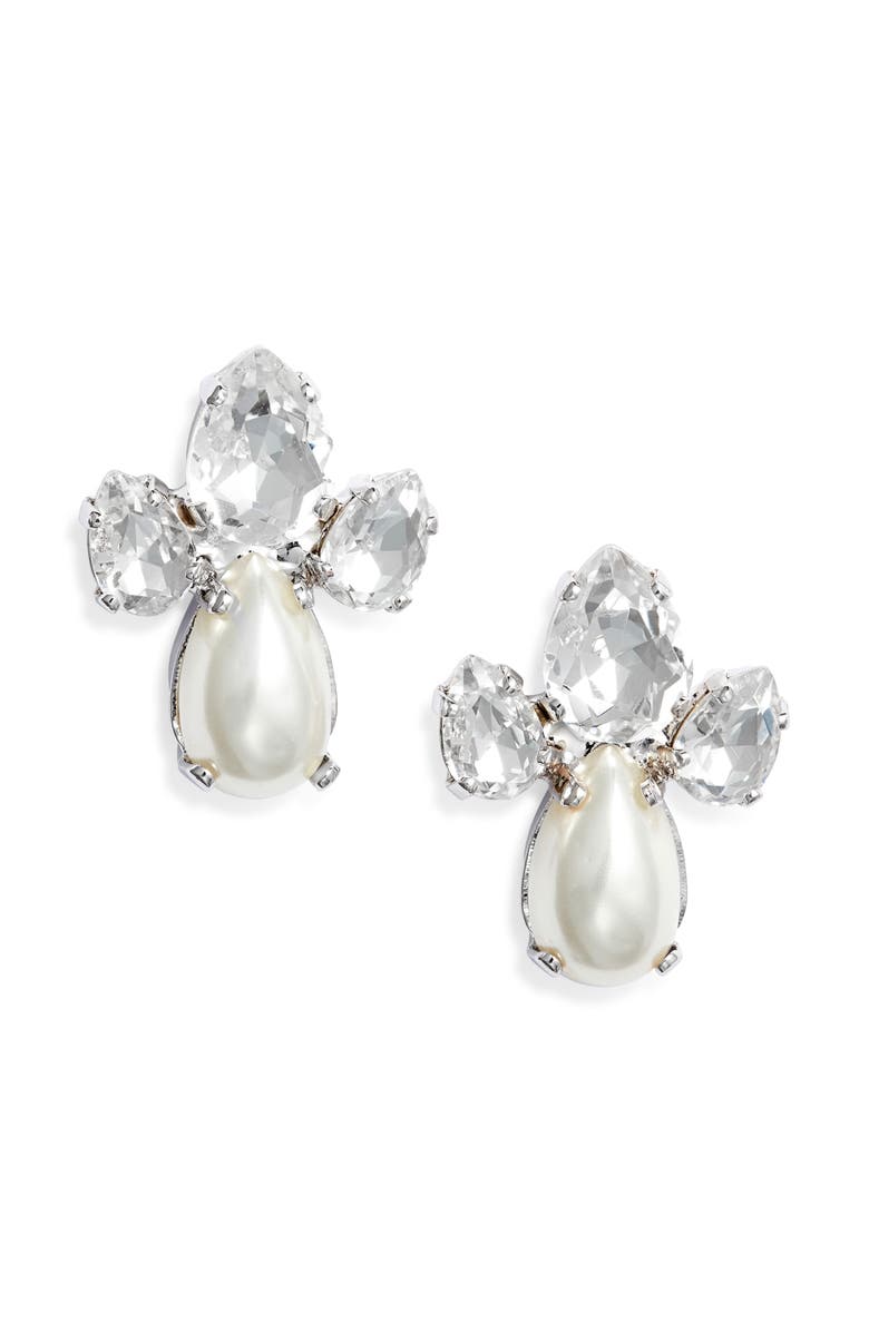 Simone Rocha Victorian Faux Pearl & Crystal Earrings, Main, color, 