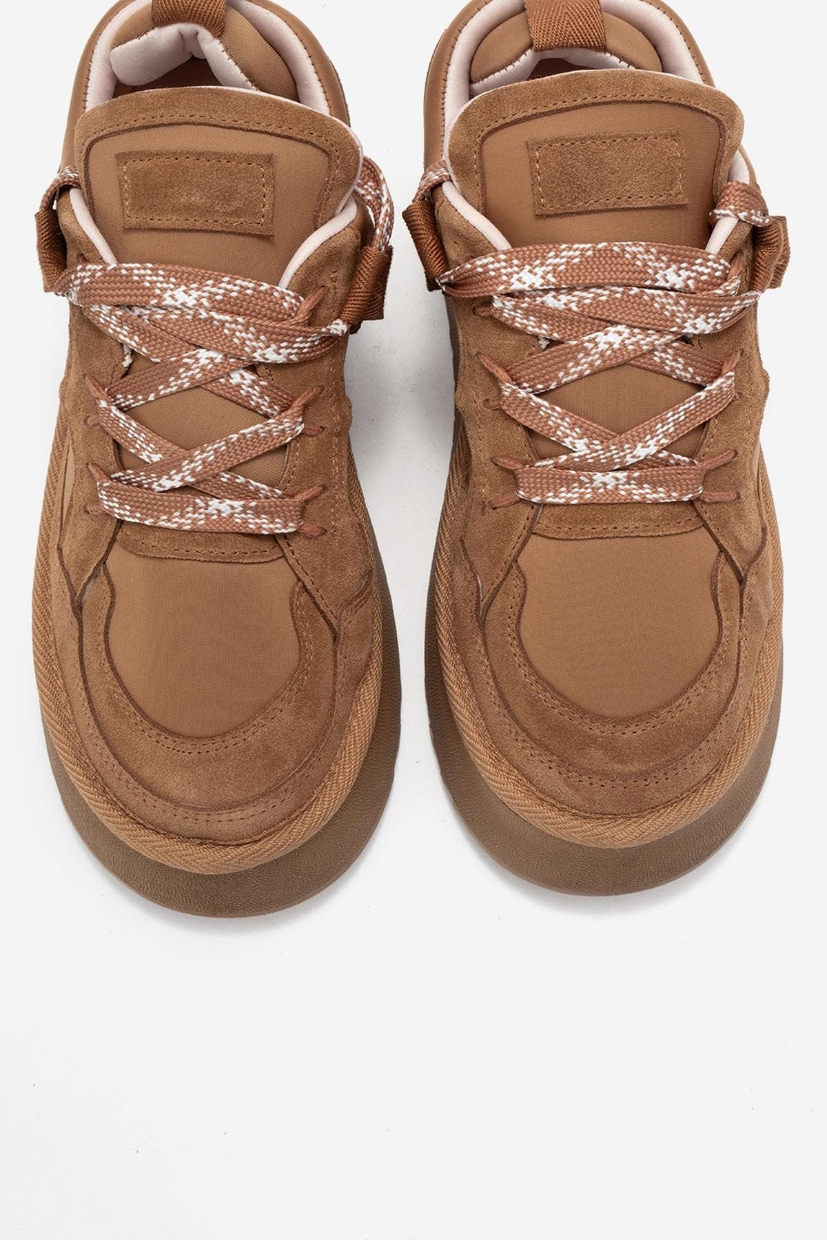 Riven Leather Platform Sneaker, Alternate, color, Cognac Suede