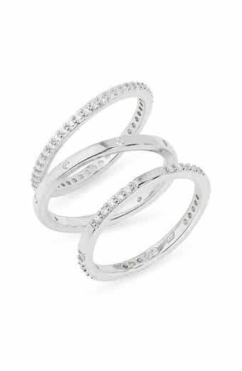 NORDSTROM RACK Set of 3 Cubic Zirconia Inset Stacking Band Rings