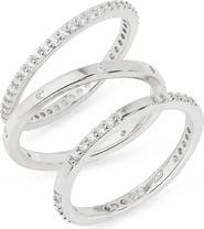 NORDSTROM RACK Set of 3 Cubic Zirconia Inset Stacking Band Rings