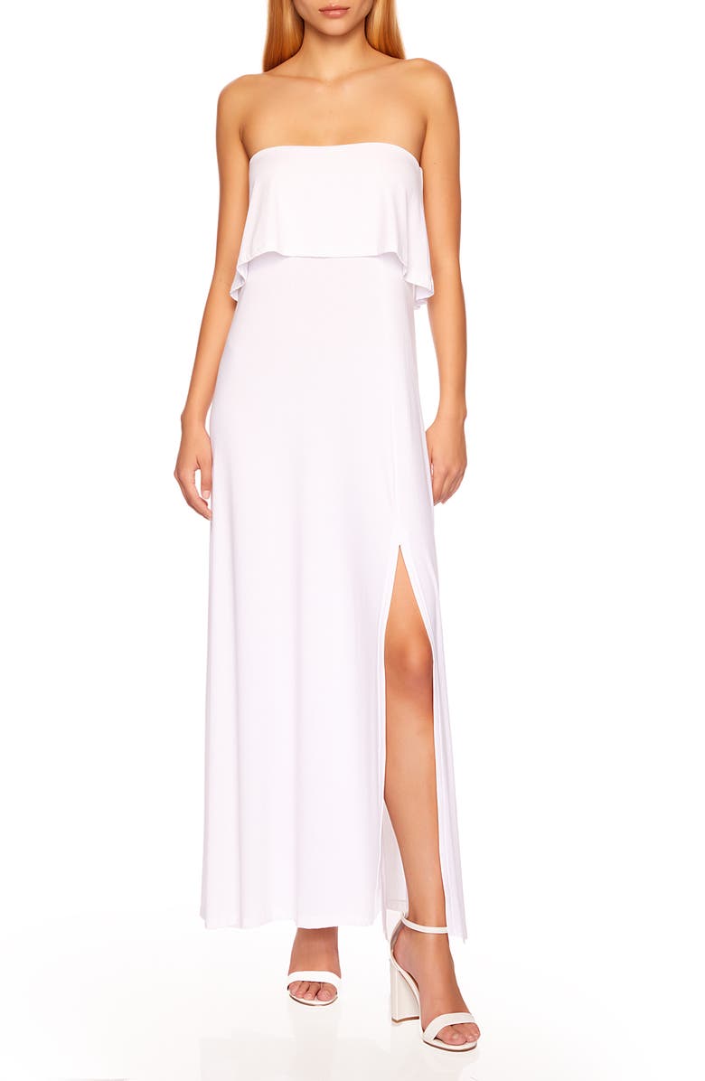 Susana Monaco Strapless Overlay Slit Dress, Main, color, 