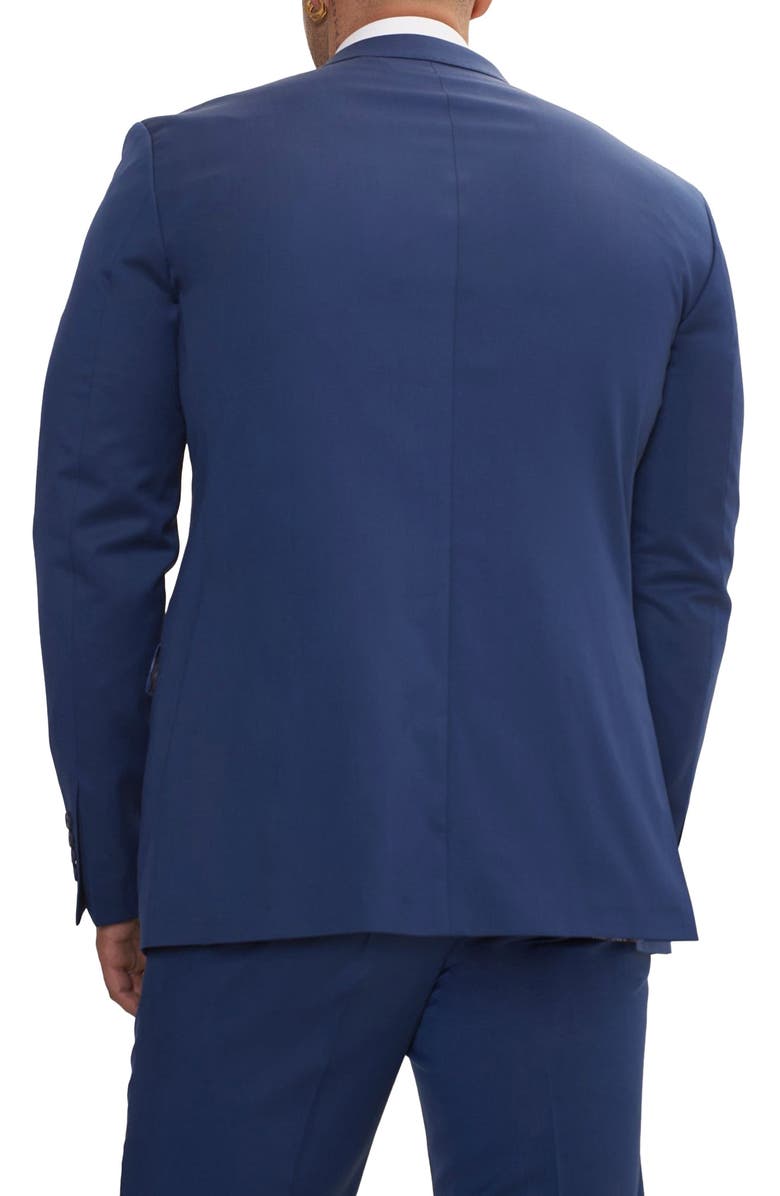 RON TOMSON Trim Fit Solid Peak Lapel Wool Suit, Alternate, color, Admiral Blue