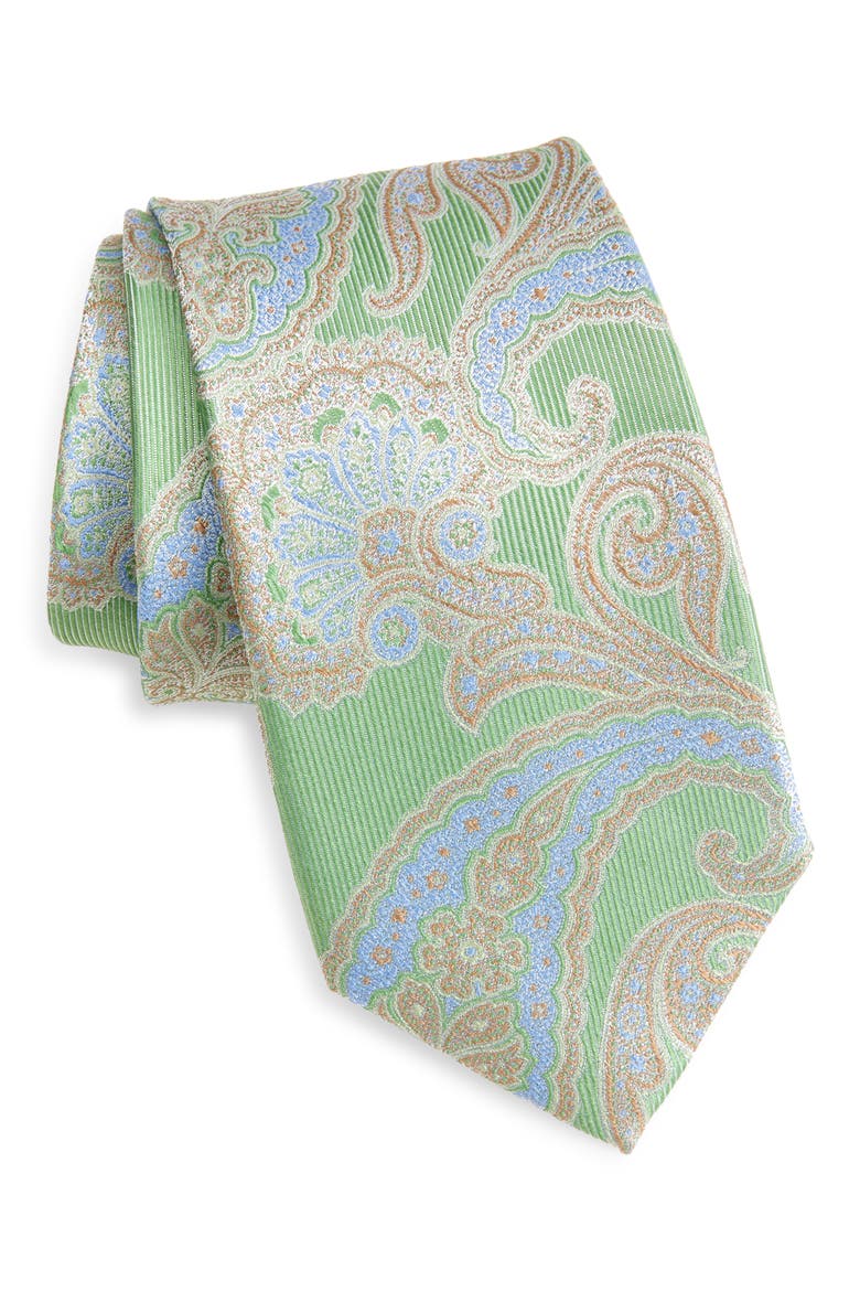 Paisley Silk Tie, Main, color, GREEN