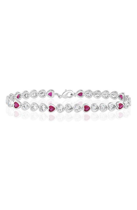 Bezel-Set Heart Cubic Zirconia Bracelet