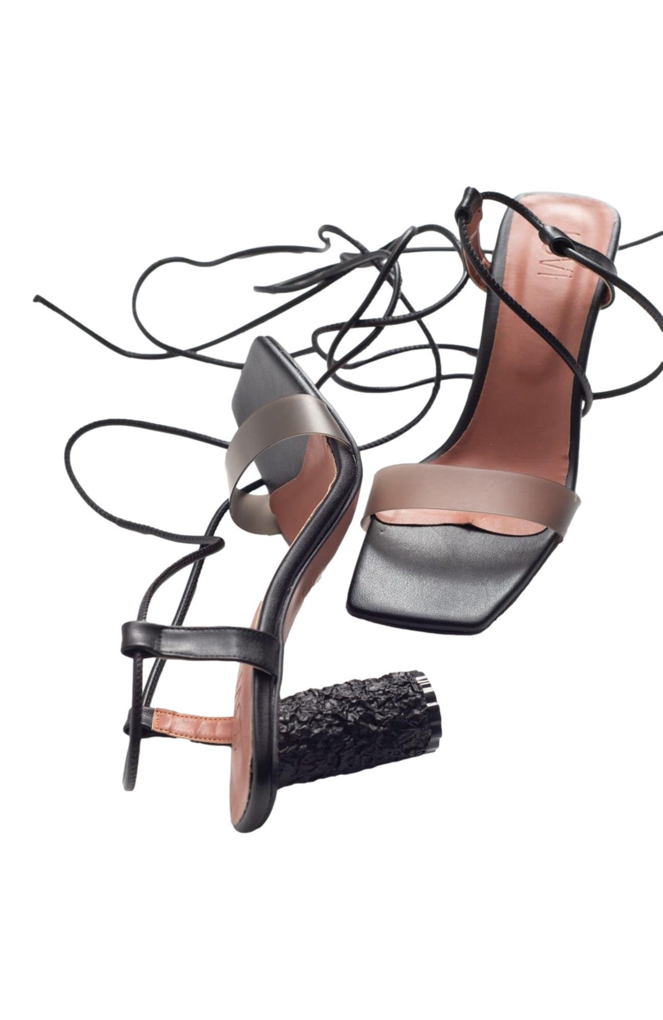 Prologue Shoes Rhea Block Heel Sandal, Alternate, color, Black Faux Leather