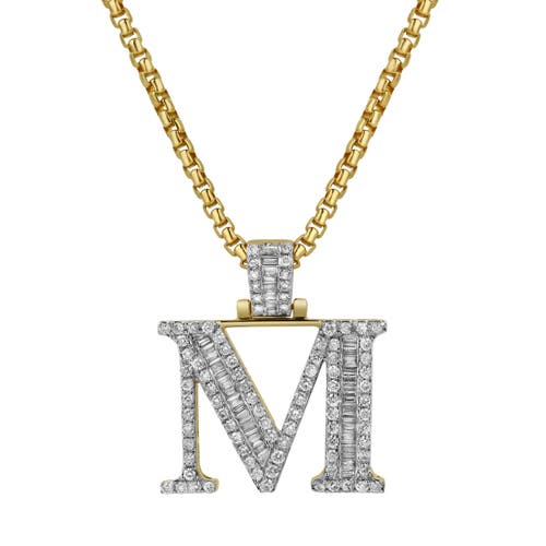 Luvmyjewelry M Initial Diamond Pendant 10k Yellow Gold In 10k Yellow Gold
