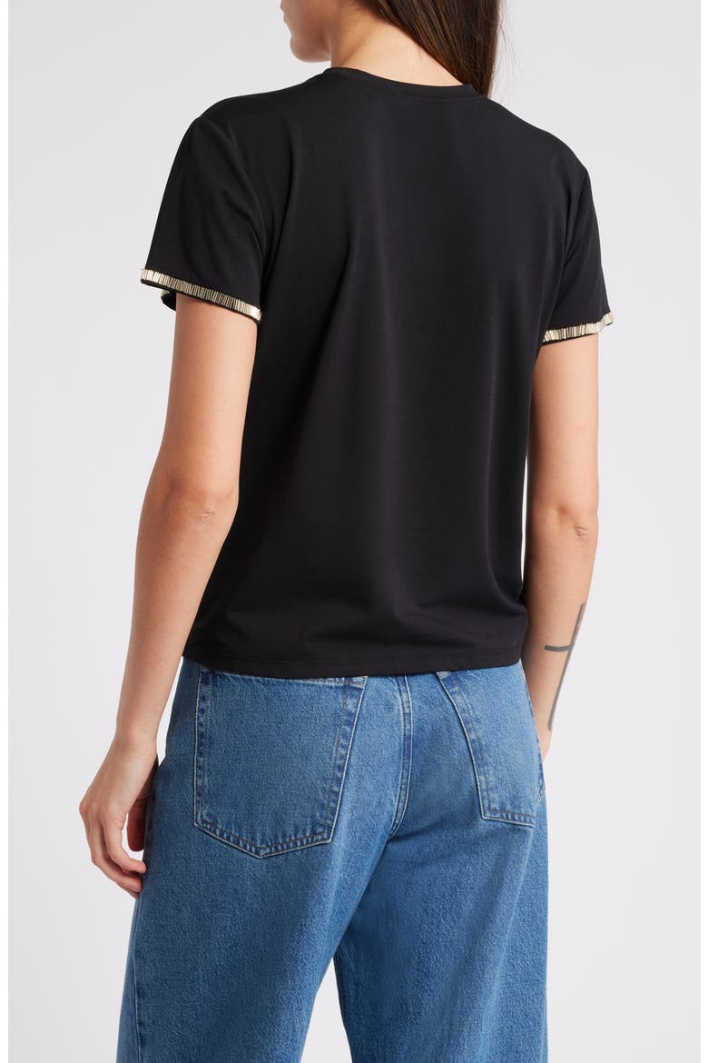 Beaded Stretch Cotton T-Shirt, Alternate, color, BLACK