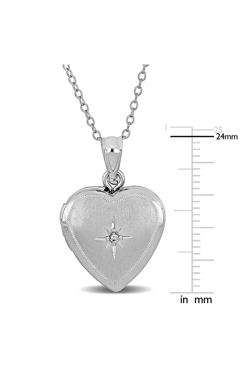 DELMAR Cubic Zirconia Heart Locket Pendant Necklace, Alternate, color, Silver