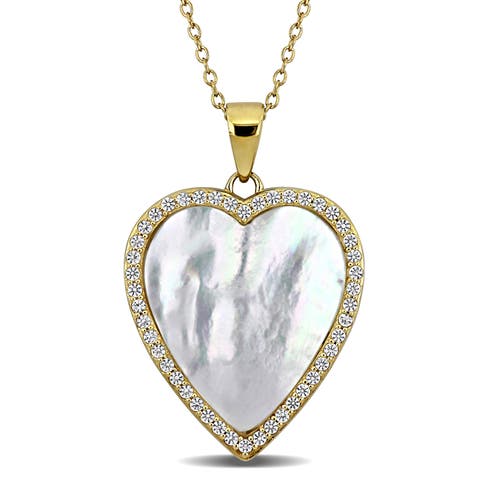 Stone & Created White Sapphire Heart Necklace