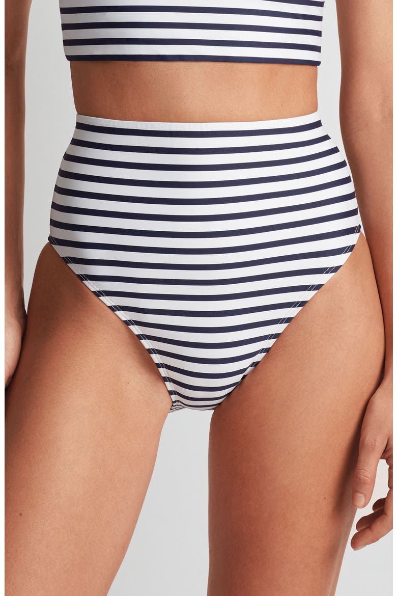 Modern High Waist Bikini Bottoms, Main, color, NAVY WHITE